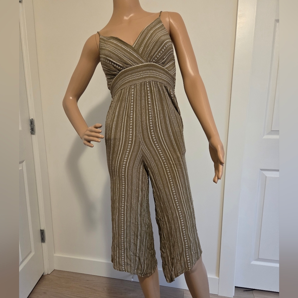 Dress Forum Green & White Boho Stripe Surplice Jumpsuit